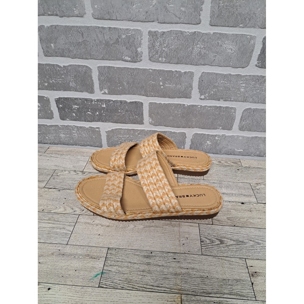 Lucky Brand Decime Espadrille Sandals Slip On Woven Jute‎ Beige tones Size 8M - Picture 3 of 13
